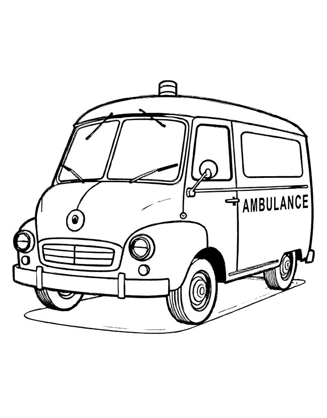 Vintage ambulance coloring page